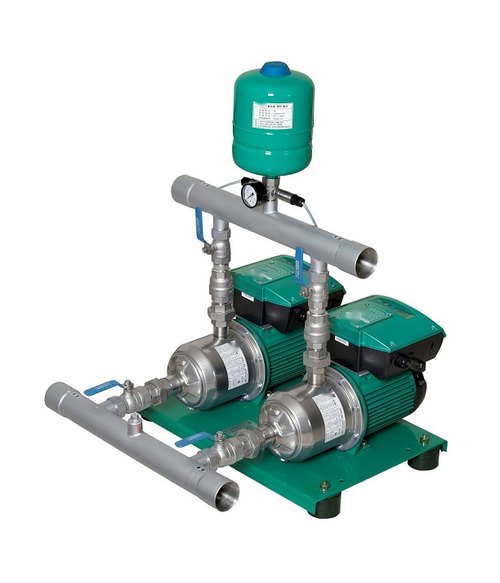 Hệ 2 bơm tăng áp biến tần PEROTAC 2IVT với bình tích áp và ống góp
